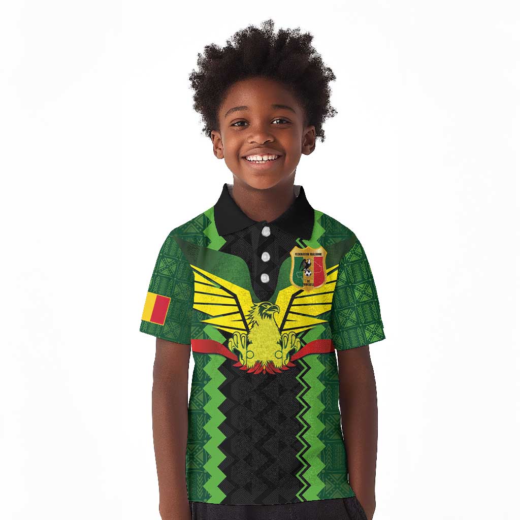 Custom Mali Football Kid Polo Shirt Les Aigles-Green, Gold & Red