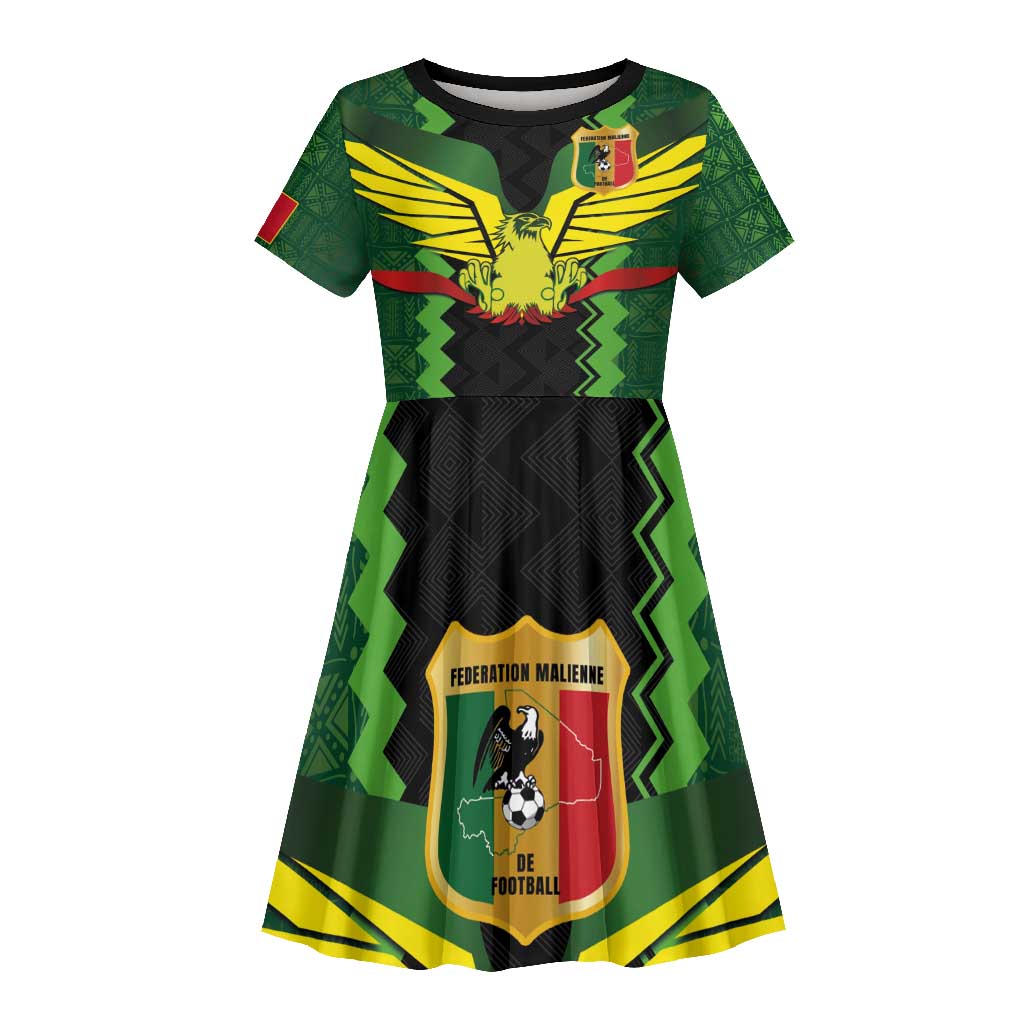 Custom Mali Football Kid Short Sleeve Dress Les Aigles-Green, Gold & Red