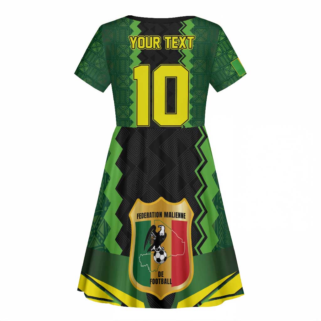 Custom Mali Football Kid Short Sleeve Dress Les Aigles-Green, Gold & Red