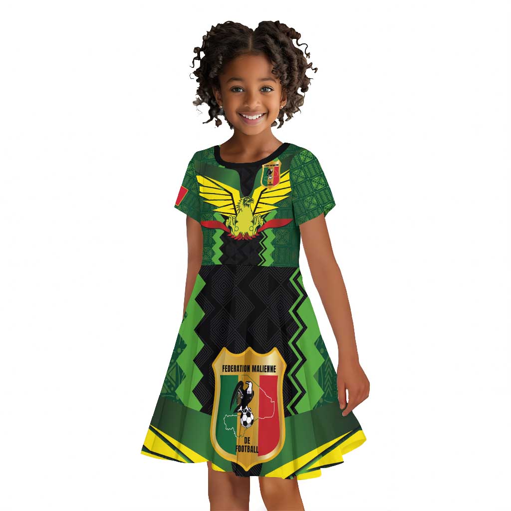 Custom Mali Football Kid Short Sleeve Dress Les Aigles-Green, Gold & Red