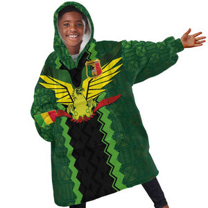 Custom Mali Football Kid Wearable Blanket Hoodie Les Aigles-Green, Gold & Red