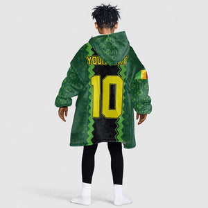 Custom Mali Football Kid Wearable Blanket Hoodie Les Aigles-Green, Gold & Red