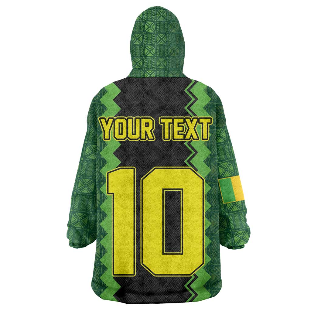 Custom Mali Football Kid Wearable Blanket Hoodie Les Aigles-Green, Gold & Red