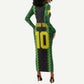 Custom Mali Football Long Sleeve Bodycon Dress Les Aigles-Green, Gold & Red LT03