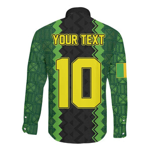 Custom Mali Football Long Sleeve Button Shirt Les Aigles-Green, Gold & Red