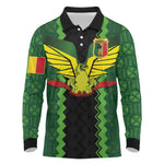 Custom Mali Football Long Sleeve Polo Shirt Les Aigles-Green, Gold & Red