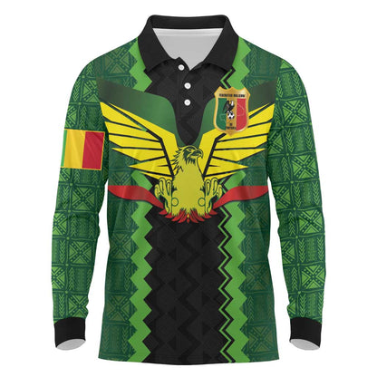Custom Mali Football Long Sleeve Polo Shirt Les Aigles-Green, Gold & Red