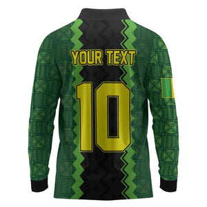 Custom Mali Football Long Sleeve Polo Shirt Les Aigles-Green, Gold & Red
