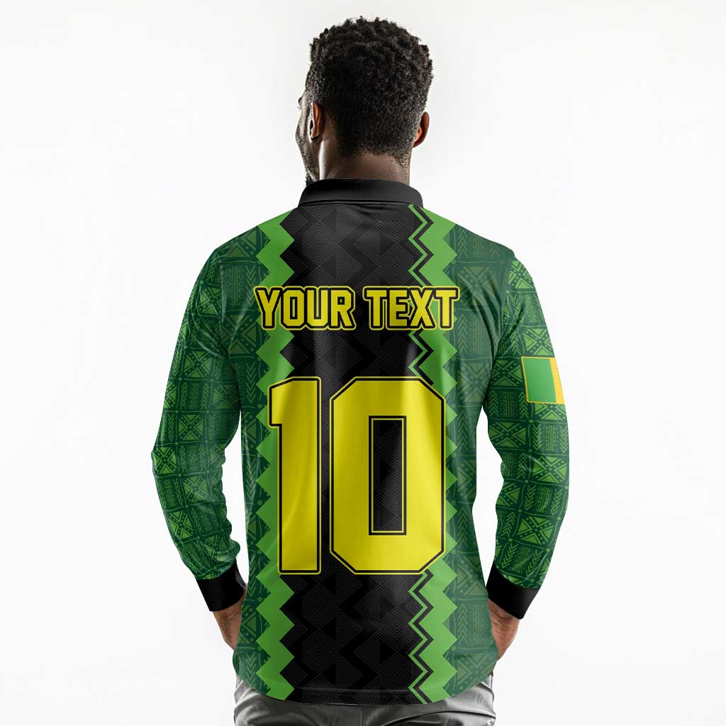 Custom Mali Football Long Sleeve Polo Shirt Les Aigles-Green, Gold & Red
