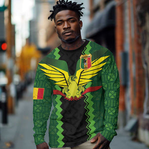 Custom Mali Football Long Sleeve Shirt Les Aigles-Green, Gold & Red