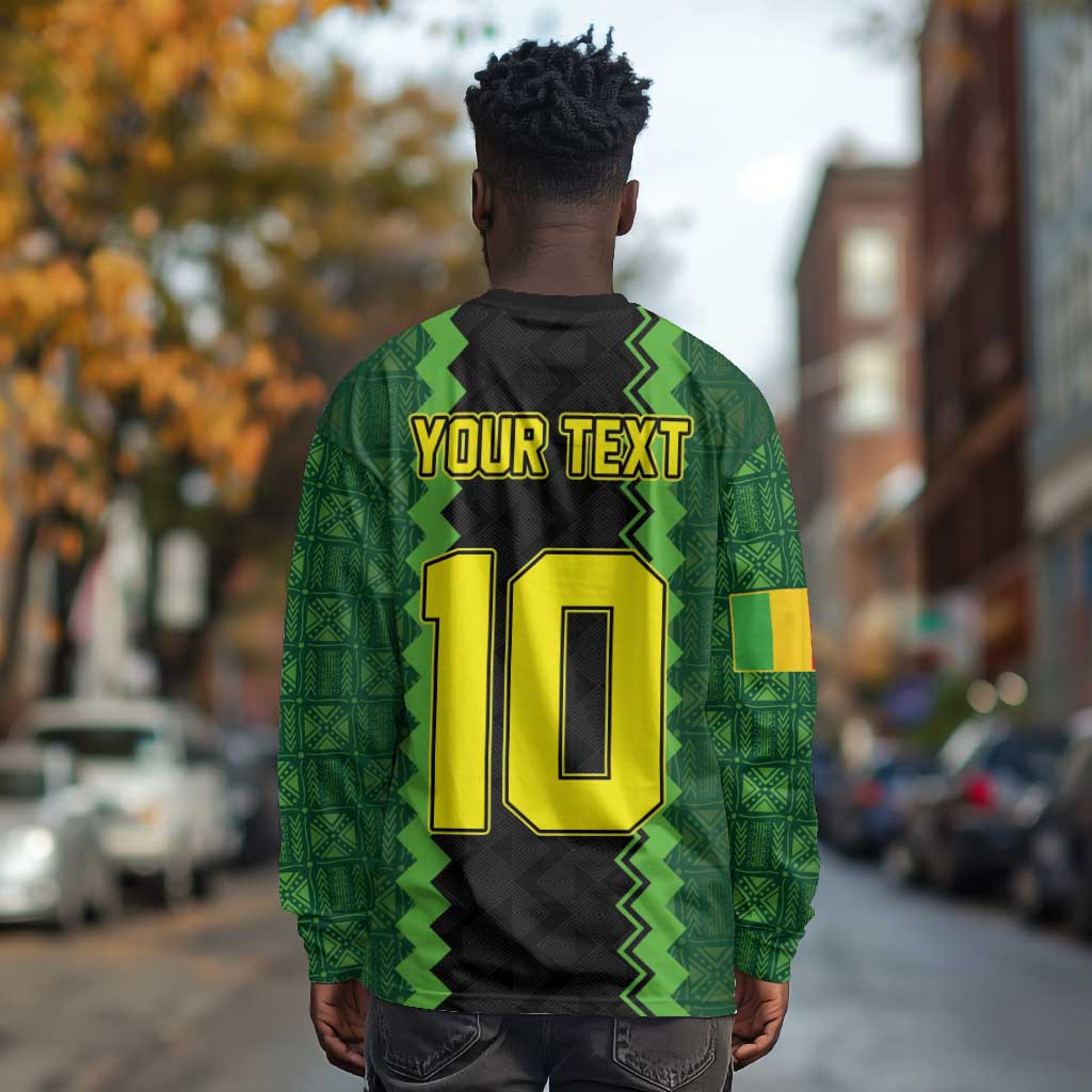 Custom Mali Football Long Sleeve Shirt Les Aigles-Green, Gold & Red