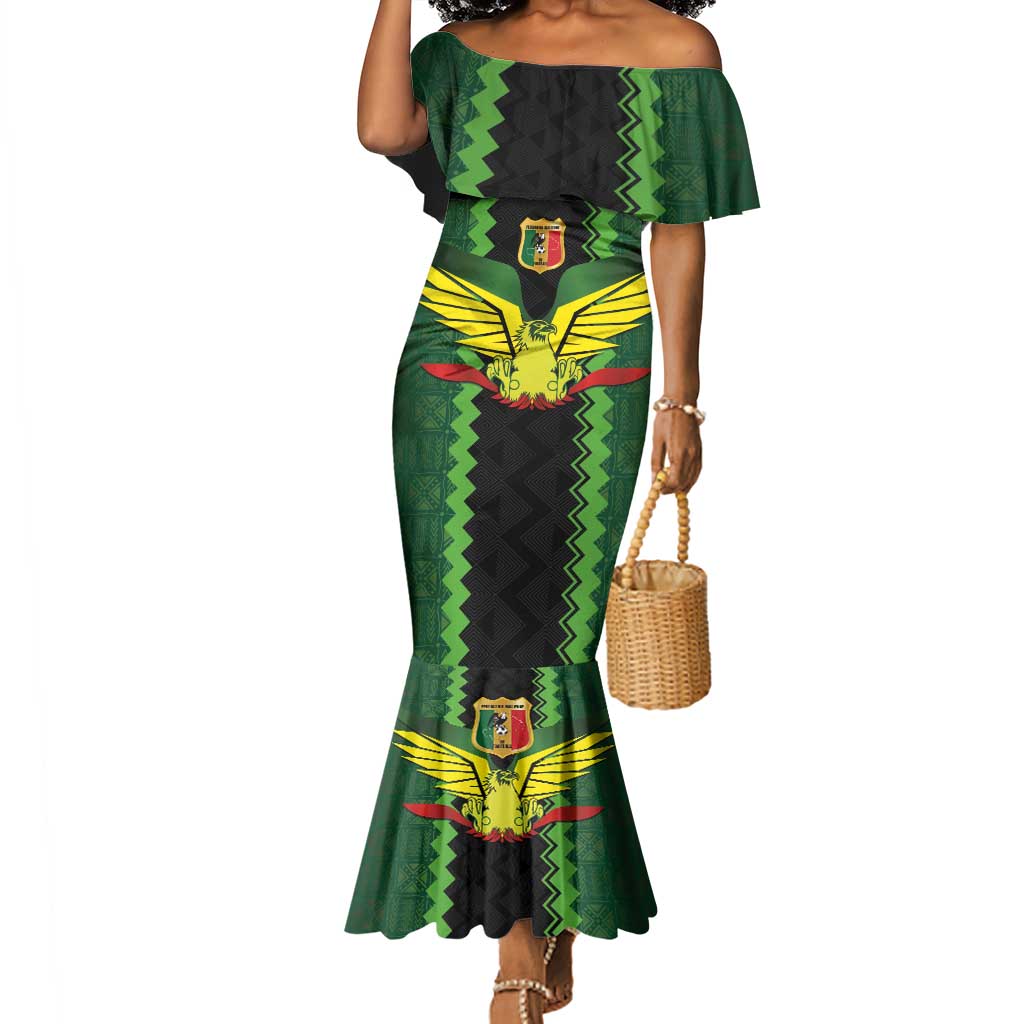 Custom Mali Football Mermaid Dress Les Aigles-Green, Gold & Red