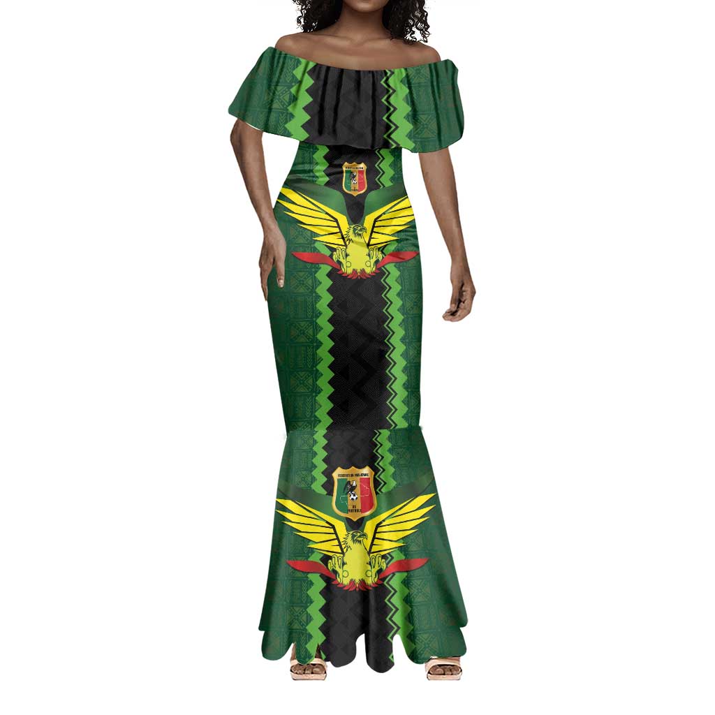 Custom Mali Football Mermaid Dress Les Aigles-Green, Gold & Red