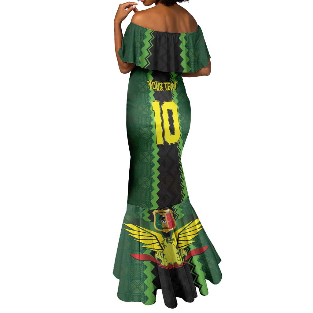 Custom Mali Football Mermaid Dress Les Aigles-Green, Gold & Red