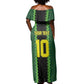 Custom Mali Football Off Shoulder Maxi Dress Les Aigles-Green, Gold & Red