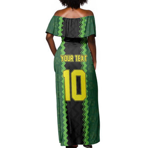 Custom Mali Football Off Shoulder Maxi Dress Les Aigles-Green, Gold & Red