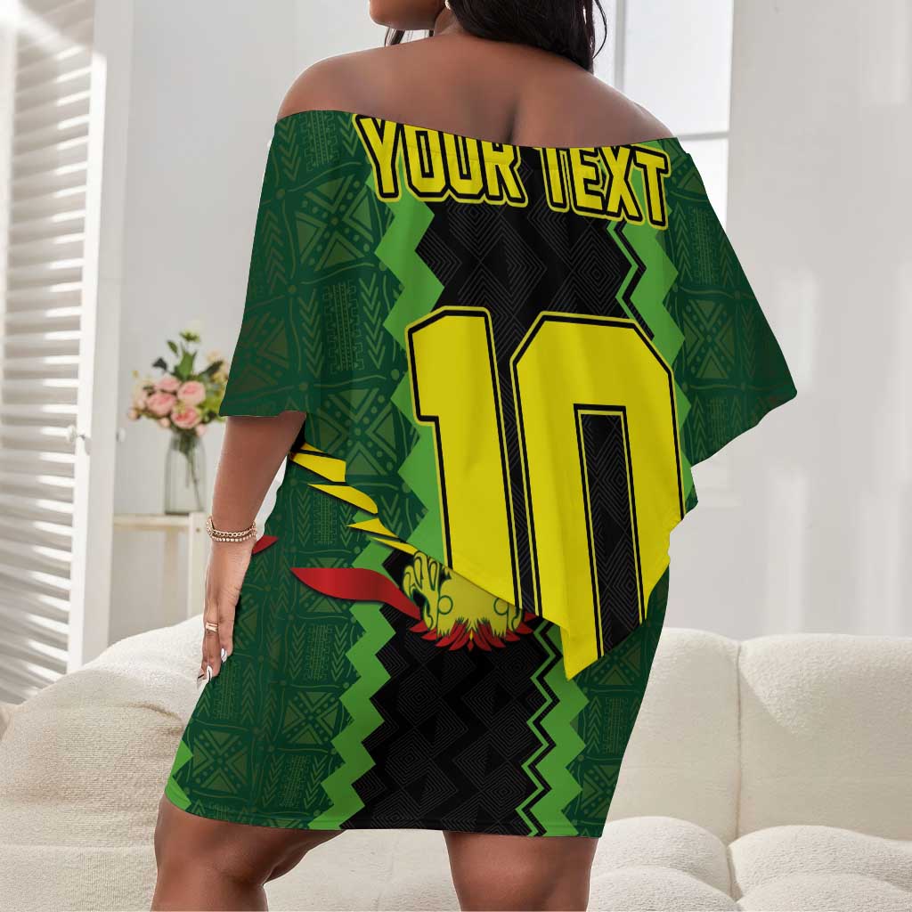 Custom Mali Football Off Shoulder Short Dress Les Aigles-Green, Gold & Red