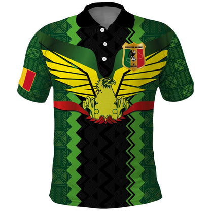 Custom Mali Football Polo Shirt Les Aigles-Green, Gold & Red