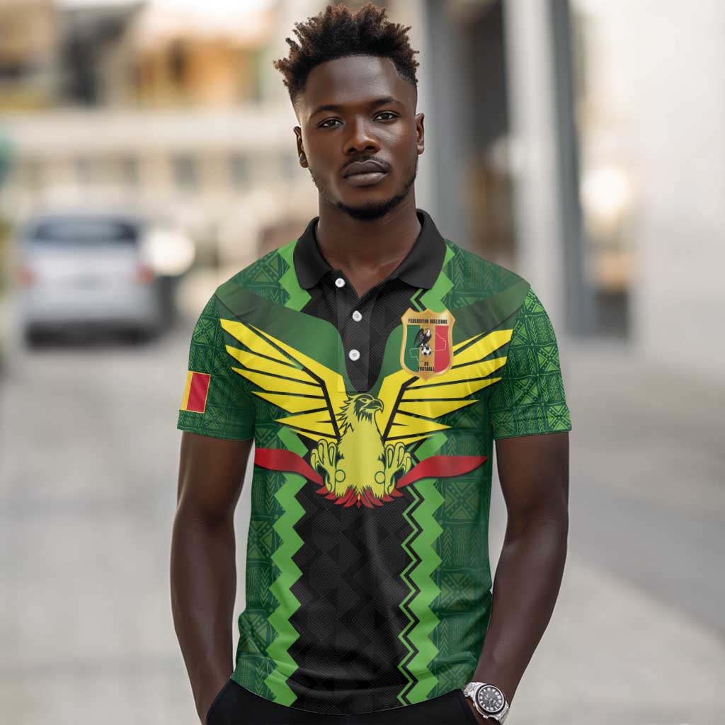 Custom Mali Football Polo Shirt Les Aigles-Green, Gold & Red