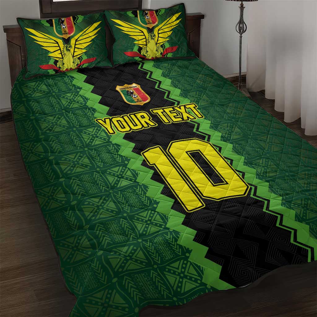 Custom Mali Football Quilt Bed Set Les Aigles-Green, Gold & Red