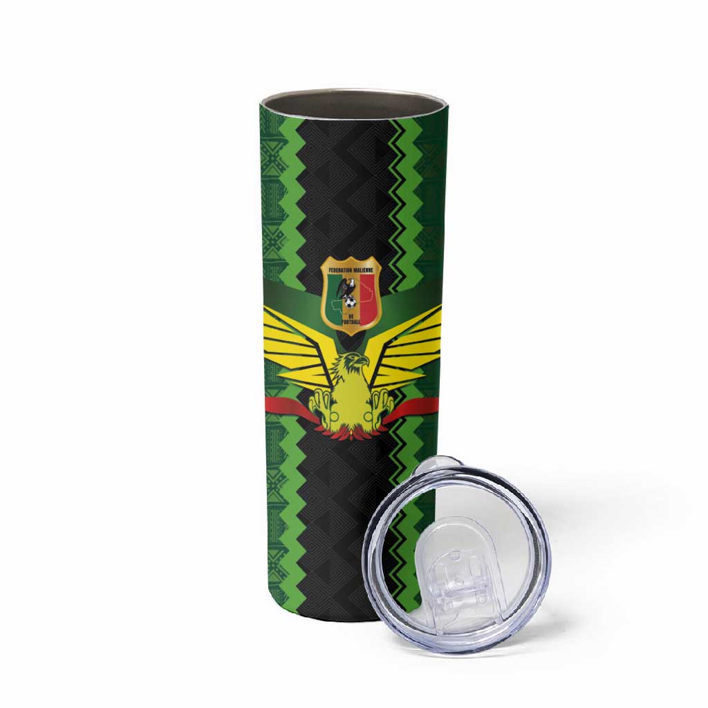 Custom Mali Football Skinny Tumbler Les Aigles-Green, Gold & Red