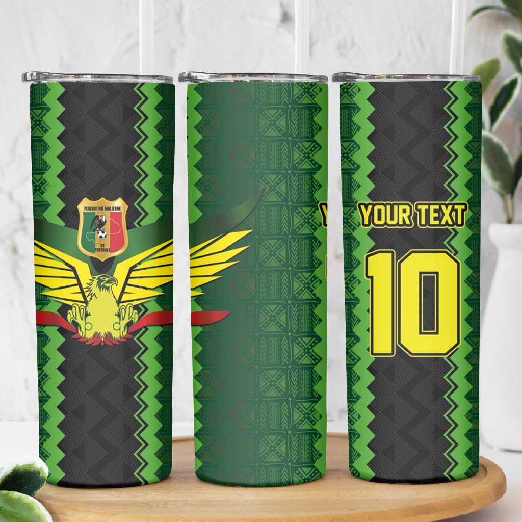 Custom Mali Football Skinny Tumbler Les Aigles-Green, Gold & Red