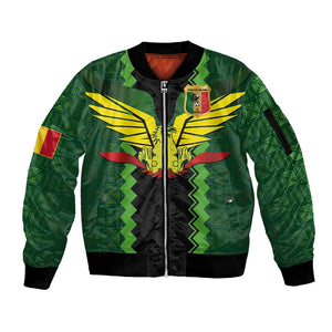 Custom Mali Football Sleeve Zip Bomber Jacket Les Aigles-Green, Gold & Red