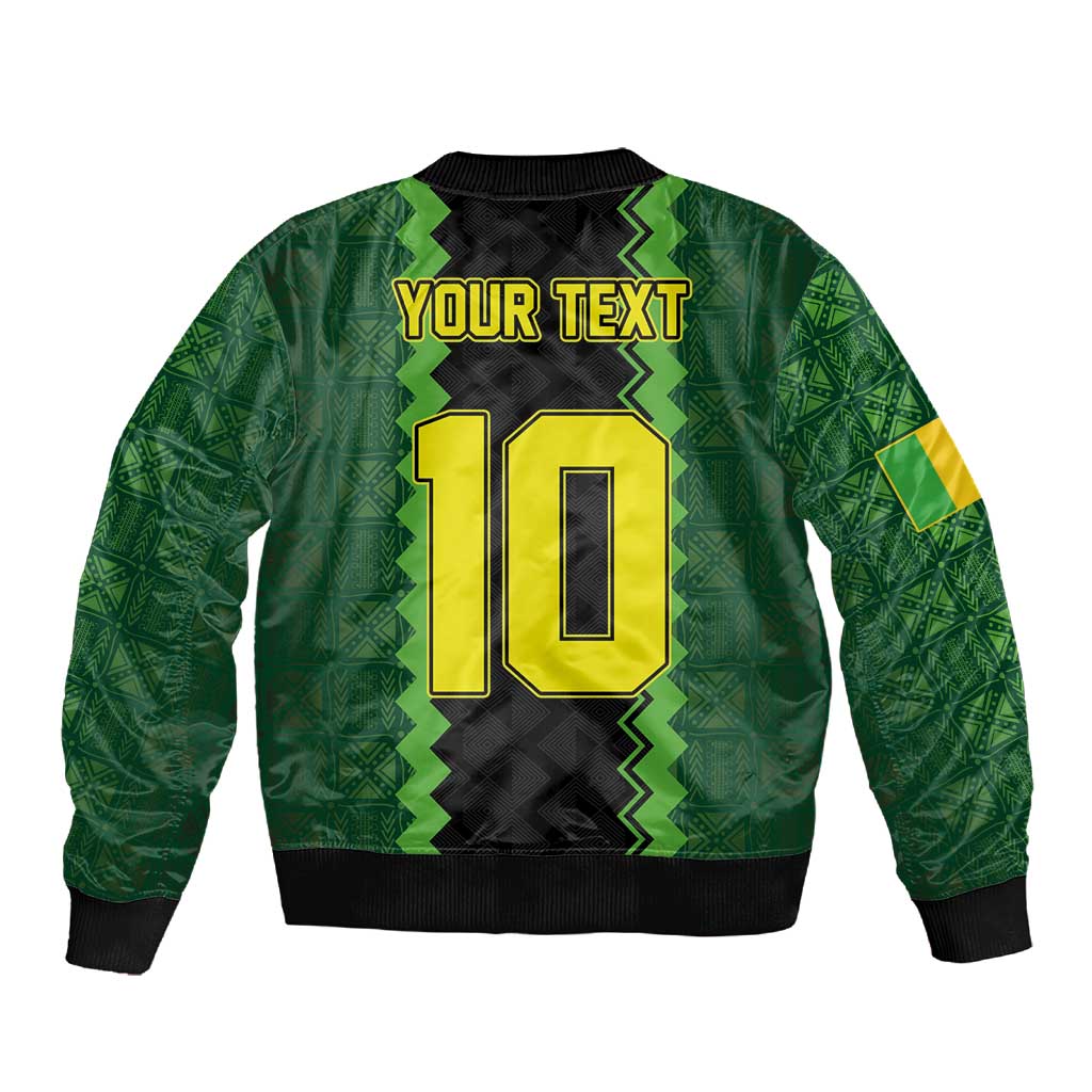 Custom Mali Football Sleeve Zip Bomber Jacket Les Aigles-Green, Gold & Red