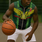 Custom Mali Football Sleeveless Zip Hoodie Les Aigles-Green, Gold & Red - African Pride