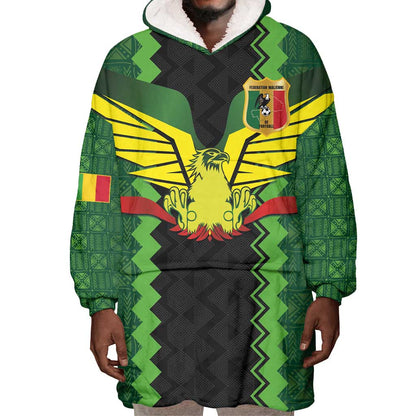 Custom Mali Football Wearable Blanket Hoodie Les Aigles-Green, Gold & Red