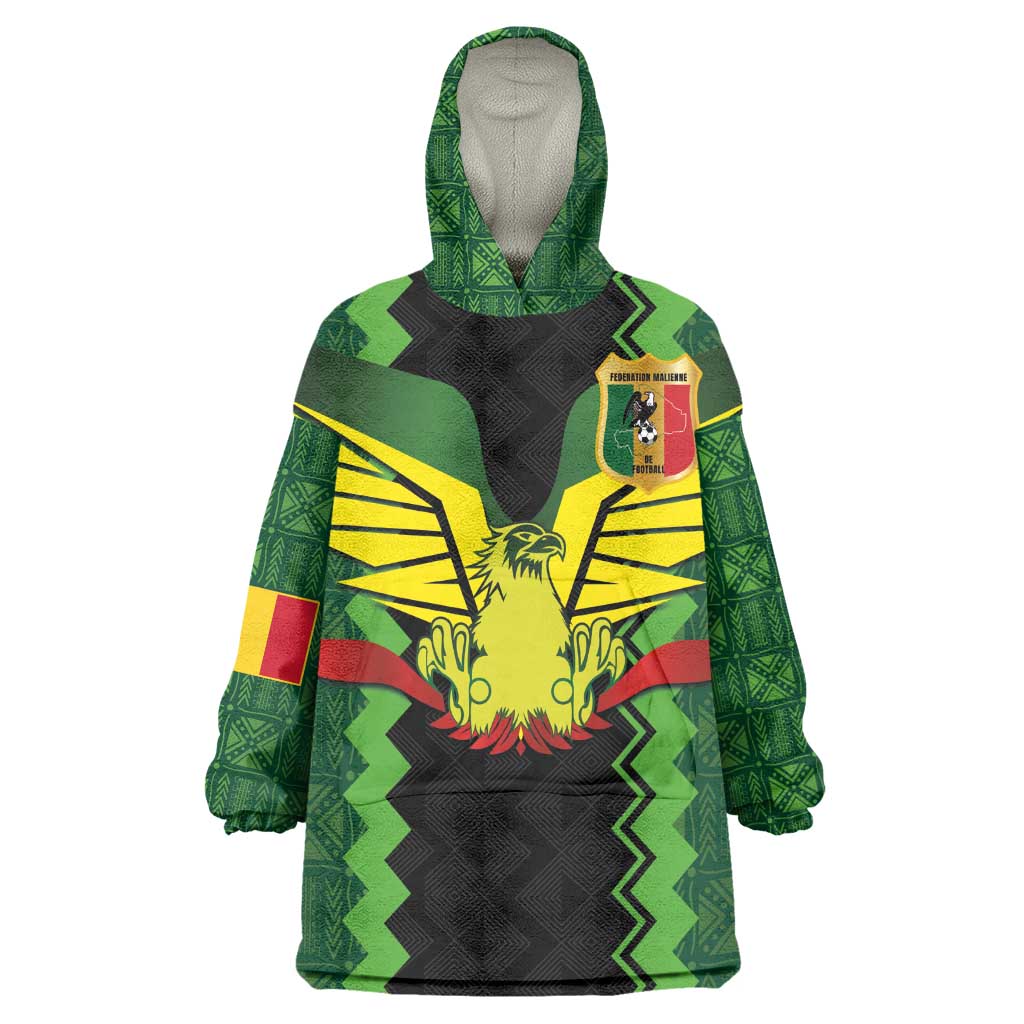Custom Mali Football Wearable Blanket Hoodie Les Aigles-Green, Gold & Red