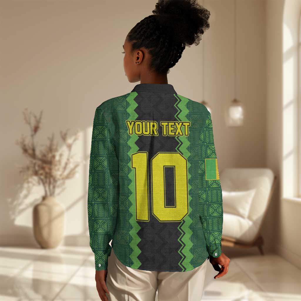 Custom Mali Football Women Casual Shirt Les Aigles-Green, Gold & Red