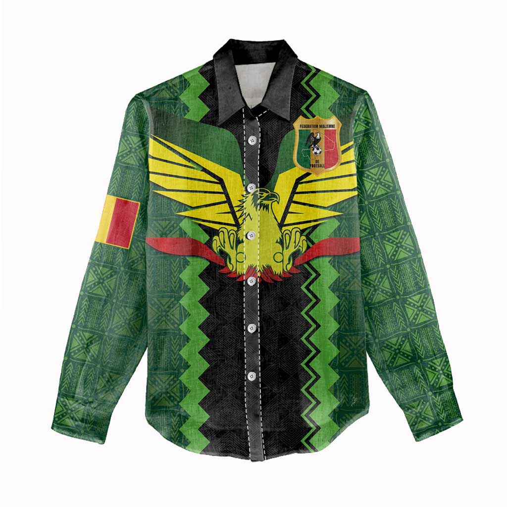 Custom Mali Football Women Casual Shirt Les Aigles-Green, Gold & Red