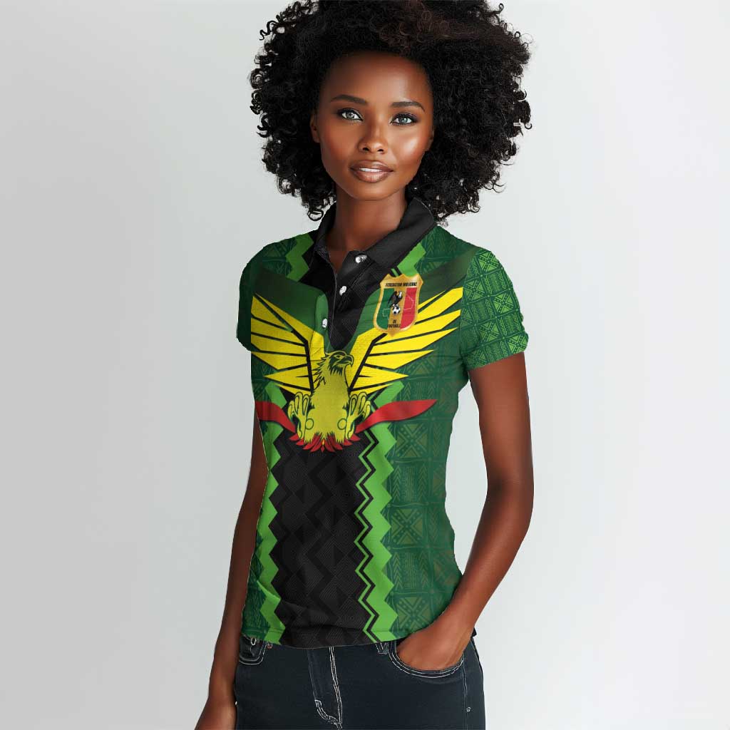 Custom Mali Football Women Polo Shirt Les Aigles-Green, Gold & Red