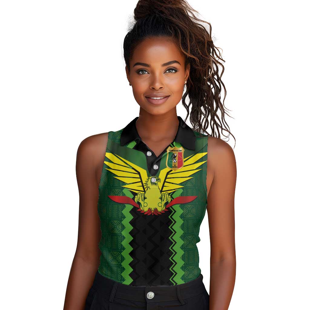 Custom Mali Football Women Sleeveless Polo Shirt Les Aigles-Green, Gold & Red