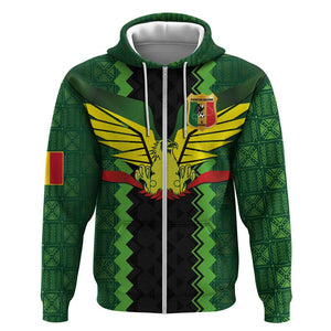 Custom Mali Football Zip Hoodie Les Aigles-Green, Gold & Red