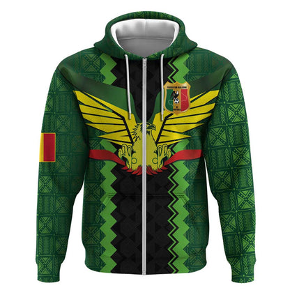 Custom Mali Football Zip Hoodie Les Aigles-Green, Gold & Red