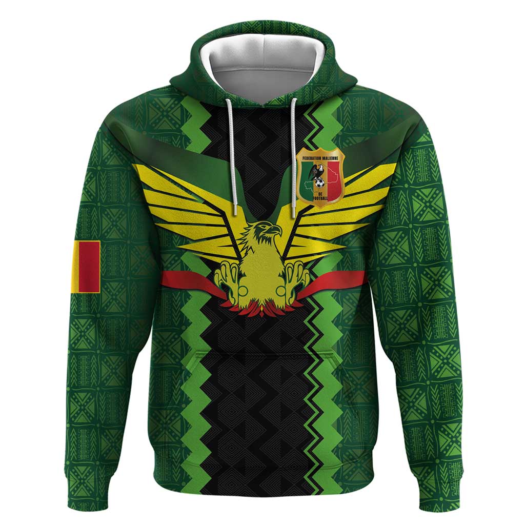 Custom Mali Football Zip Hoodie Les Aigles-Green, Gold & Red