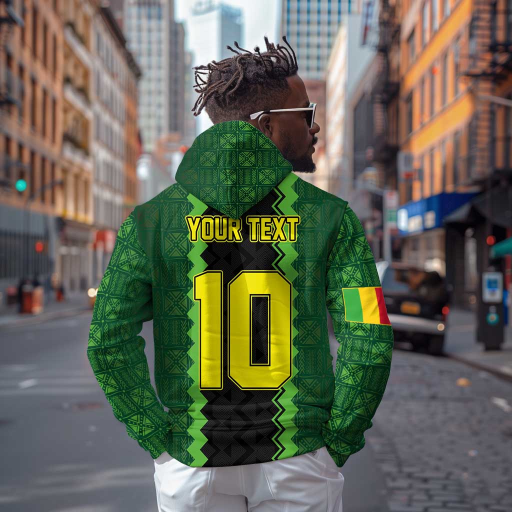 Custom Mali Football Zip Hoodie Les Aigles-Green, Gold & Red