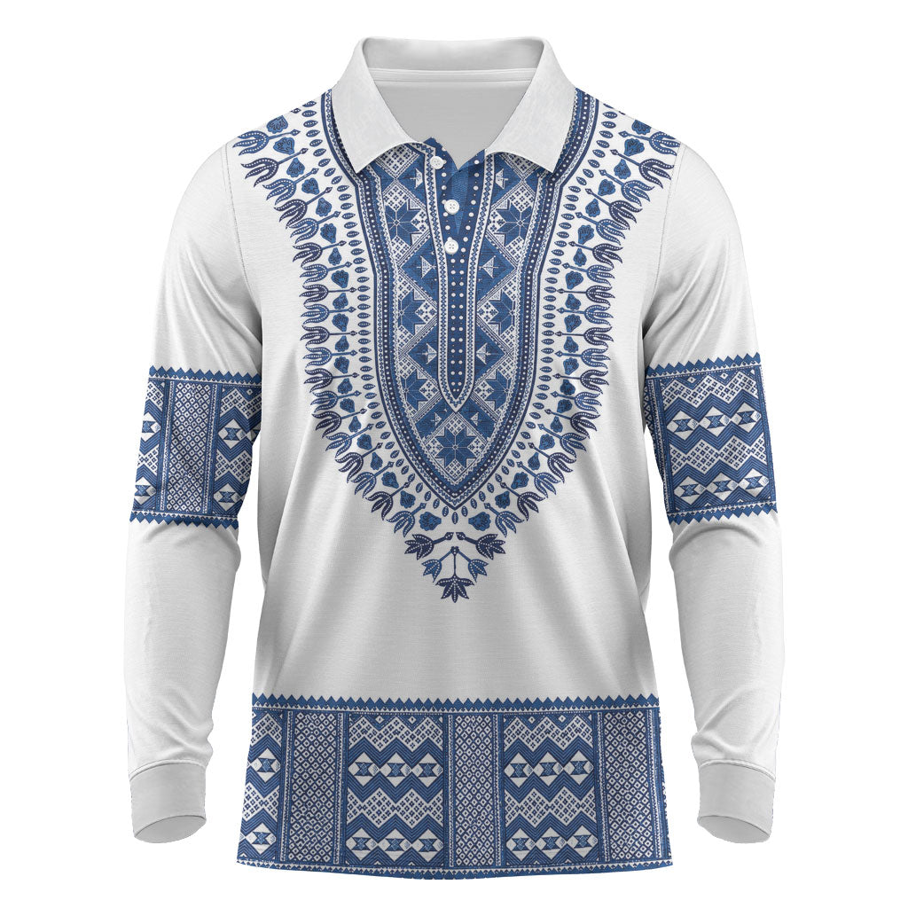 Cape Verde Long Sleeve Polo Shirt Pano di Terra Dashiki Style