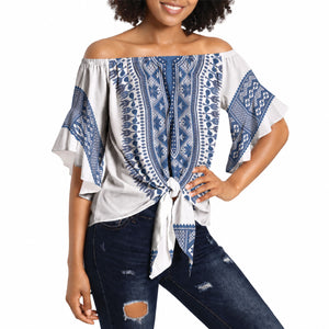 Cape Verde Off Shoulder Wrap Waist Top Pano di Terra Dashiki Style