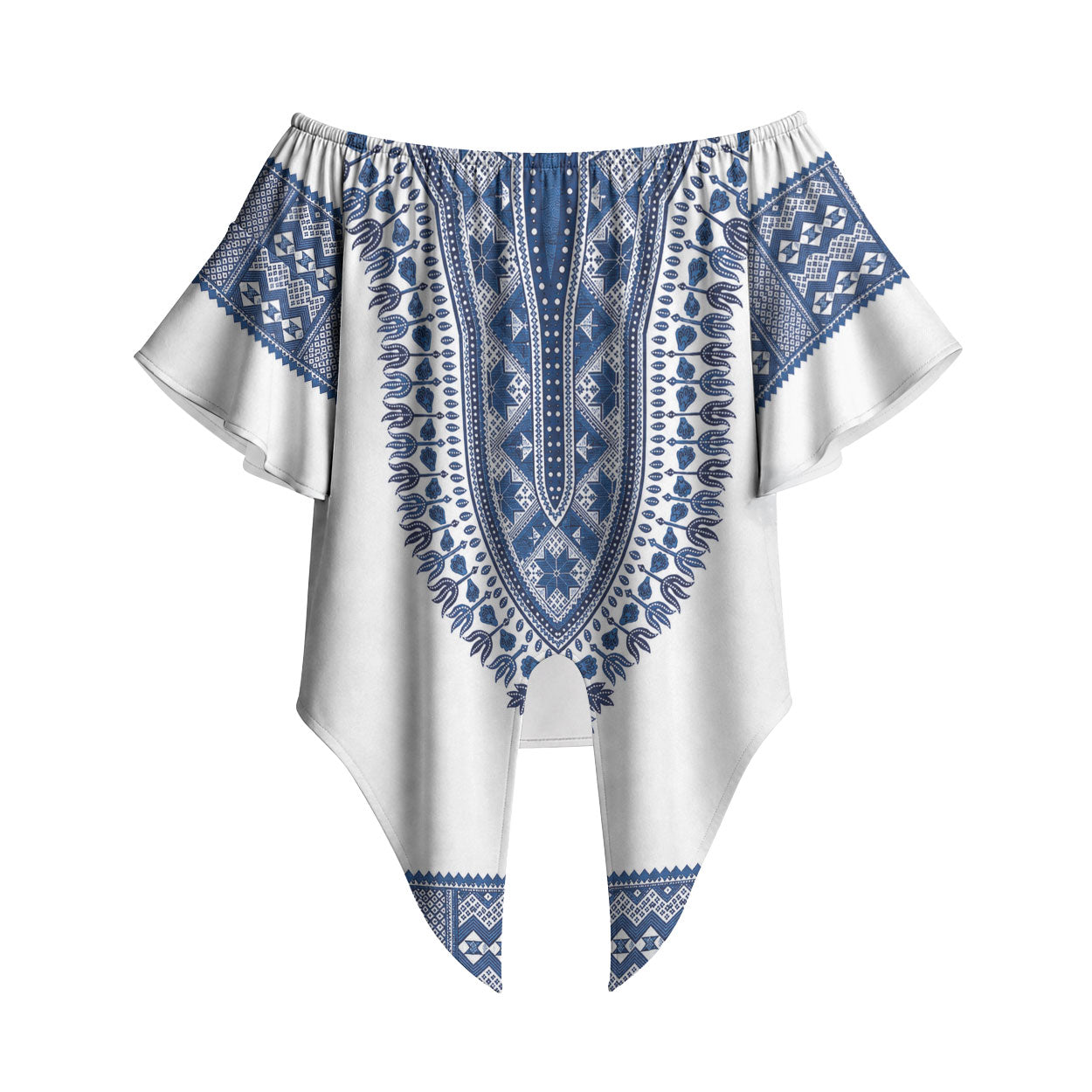 Cape Verde Off Shoulder Wrap Waist Top Pano di Terra Dashiki Style