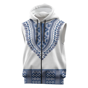 Cape Verde Sleeveless Zip Hoodie Pano di Terra Dashiki Style