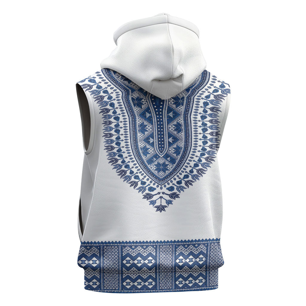Cape Verde Sleeveless Zip Hoodie Pano di Terra Dashiki Style