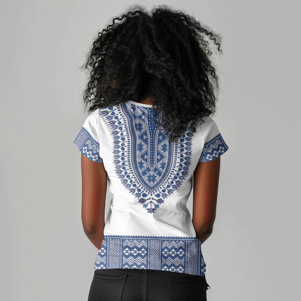 Cape Verde Women V-Neck T-Shirt Pano di Terra Dashiki Style