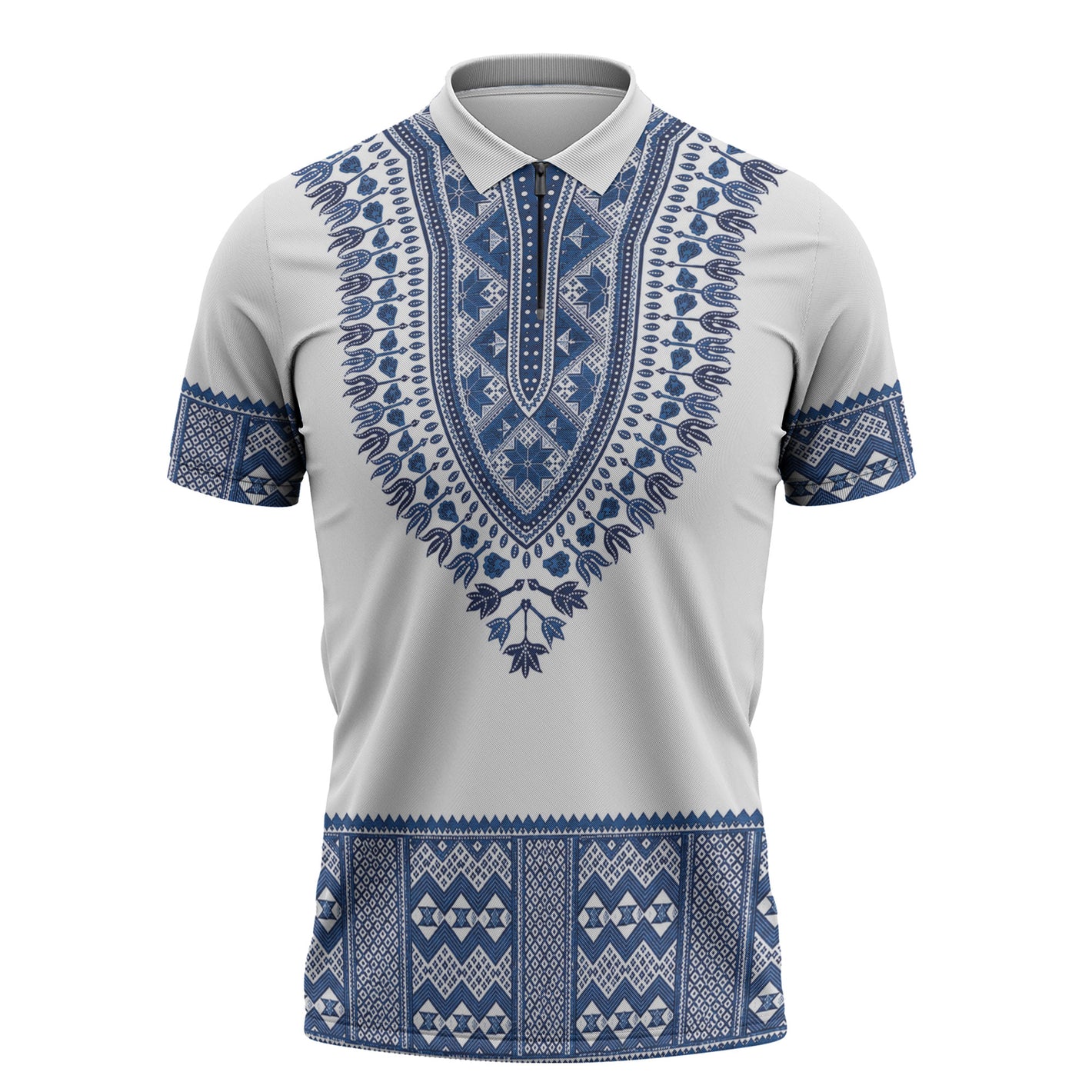 Cape Verde Zipper Polo Shirt Pano di Terra Dashiki Style