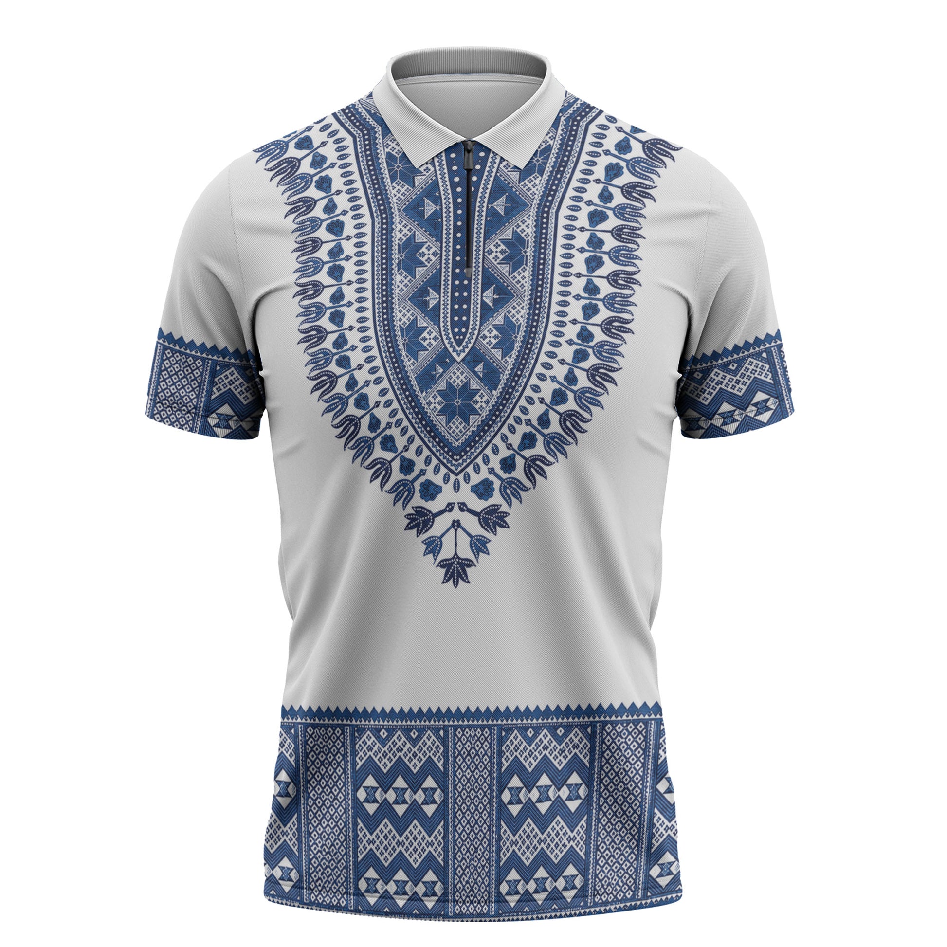 Cape Verde Zipper Polo Shirt Pano di Terra Dashiki Style