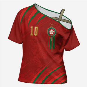 Custom Morocco National Football Cross Shoulder Shirt Atlas Lions-Claws