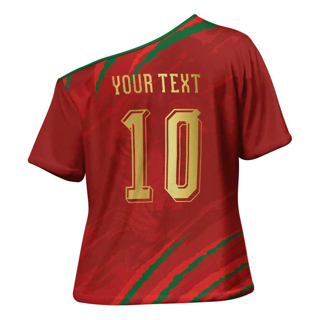 Custom Morocco National Football Cross Shoulder Shirt Atlas Lions-Claws