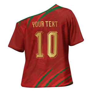 Custom Morocco National Football Cross Shoulder Shirt Atlas Lions-Claws